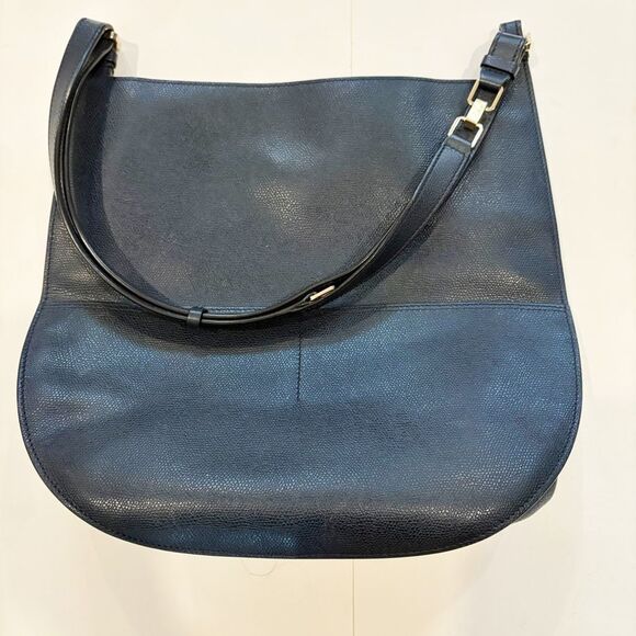 Valextra Hobo Weekend Medium Handbag Navy Made in Italy Leather $2,580.00 - Picture 6 of 11